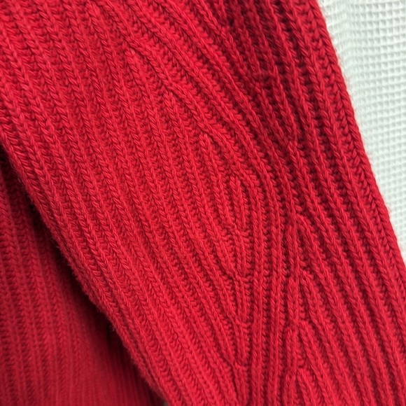 Cashmere Blend ribbed 1/4 zip funnel neck SZ XL Holiday red w camel interior LUX - Picture 5 of 7